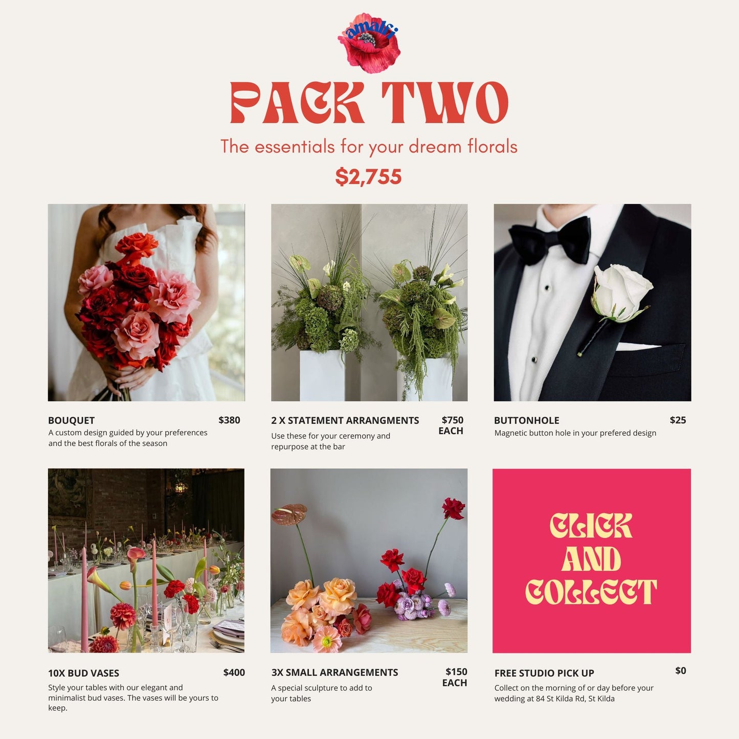 WEDDING PACK TWO Amalfi Floral Design