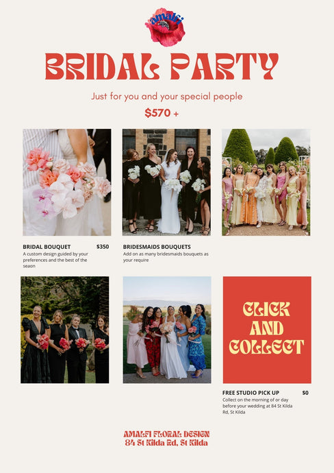 WEDDING PACK - BRIDAL PARTY Amalfi Floral Design