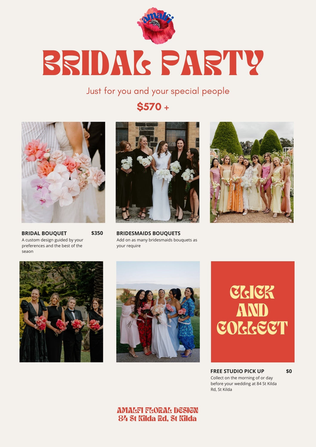 WEDDING PACK - BRIDAL PARTY Amalfi Floral Design